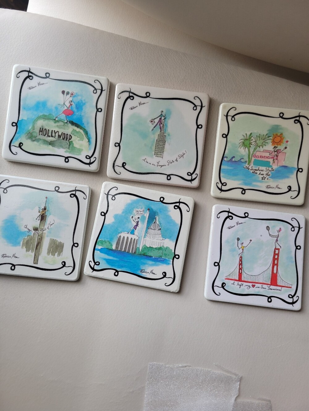 Macy's City Landmark Coaster Set (6)  - Travel ~ Fashion ~ Rebecca Moses Art GUC